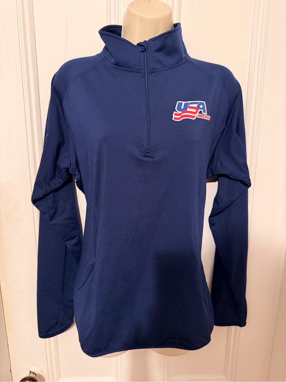 Ladies USA Hockey Navy Quarter-Zip Pullover XL